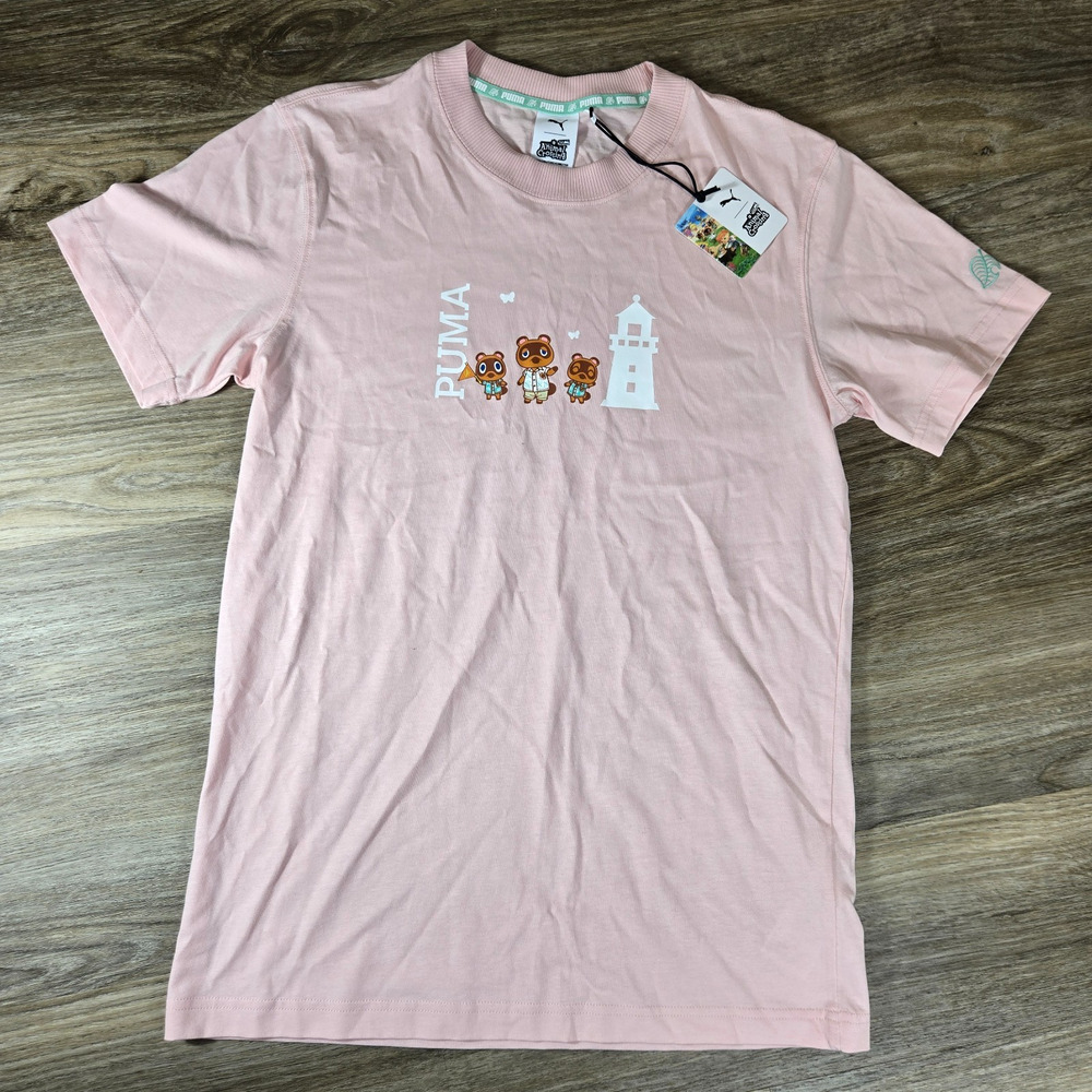 PUMA x Animal Crossing Nintendo T Shirt Mens XS Pink Graphic Tee Gaming Collab